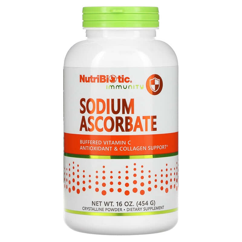 NutriBiotic, Аскорбат натрію, sodium ascorbate, порошок, 454 г