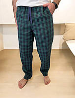 Чоловічі піжамні штани в клітинку Cosy / Домашні штани чоловічі фланелеві синьо-зелені