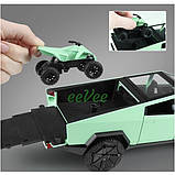 Машинка Tesla Cybertruck з причепом трейлером іграшка моделька металева М'ятний (60856), фото 4