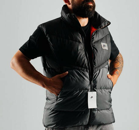 Сіраа чоловіча жилетка Nike Golf Windrunner Grey Black тепла без рукавів Безрукавка Найк непромокаюча плащівка осінь, фото 1