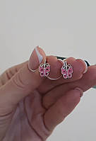 Дитячі срібні сережки Метелик, родовані