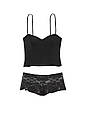 Піжама Victoria's Secret Cropped Modal & Lace Panty Set (BLACK), M, фото 4