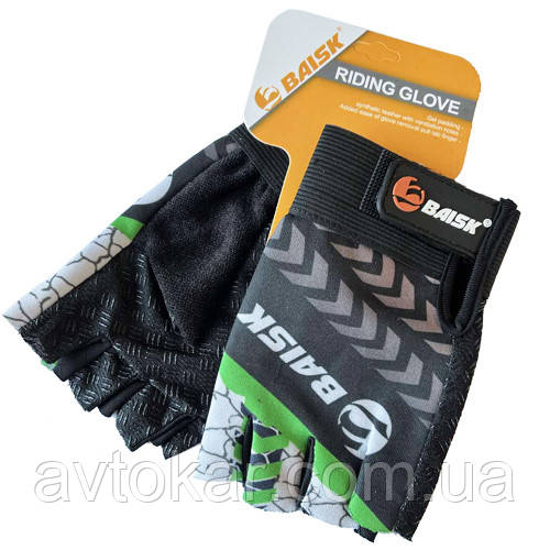 Рукавички велосипедні без пальців BAISK BSK-002 Зелені ORG, фото 1