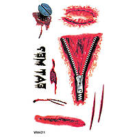 Тимчасова тату для Halloween на тіло 10 на 6 см різнобарвний