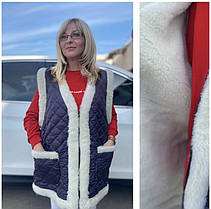 Жилетка безрукавка жіноча на овчині великі розміри з 48 по 64