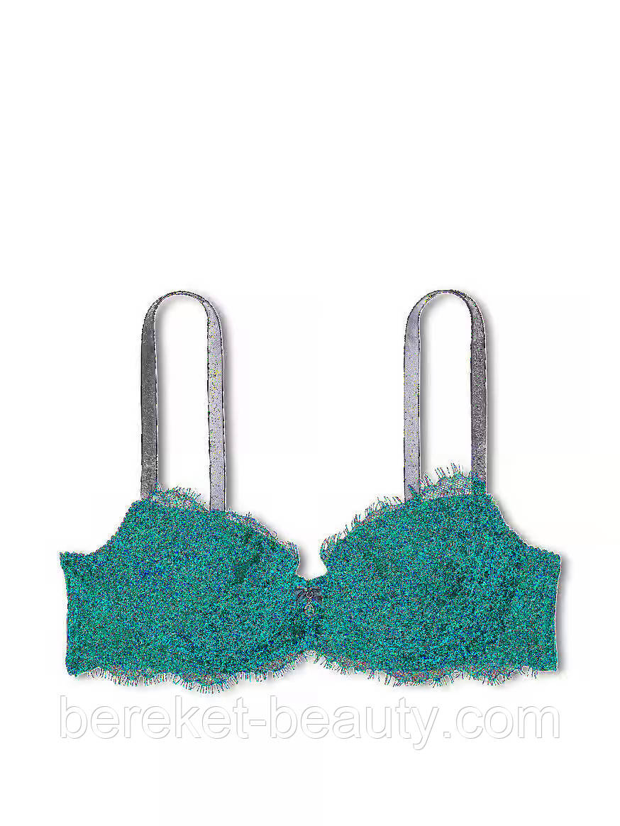 Бра  Victoria's Secret Lightly Lined Lace & Velvet Demi Bra ( Spruce Green), 36B, фото 1