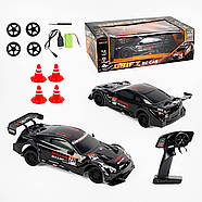 Дрифт машинка Nissan GT500 4WD на радіокеруванні Чорна | Машинка для дрифту на пульті управління | Дрифт машина на радіокеруванні, фото 9