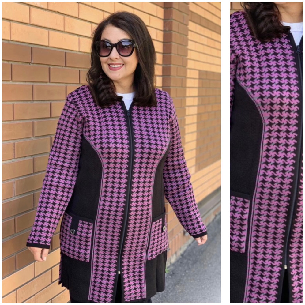 Женский вязаный кардиган зимний сиреневый большого размера ( с 50 по 64 ...