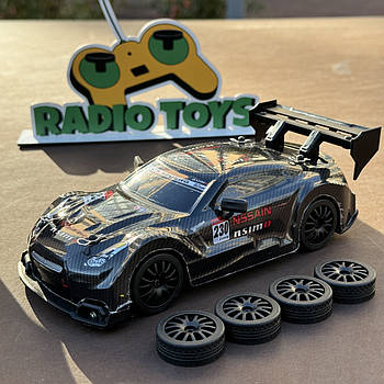 Дрифт машинка на радіокеруванні Nissan GTR Nitro Чорна | Машинка для дрифту на пульті управління Дрифт машина на радіокеруванні