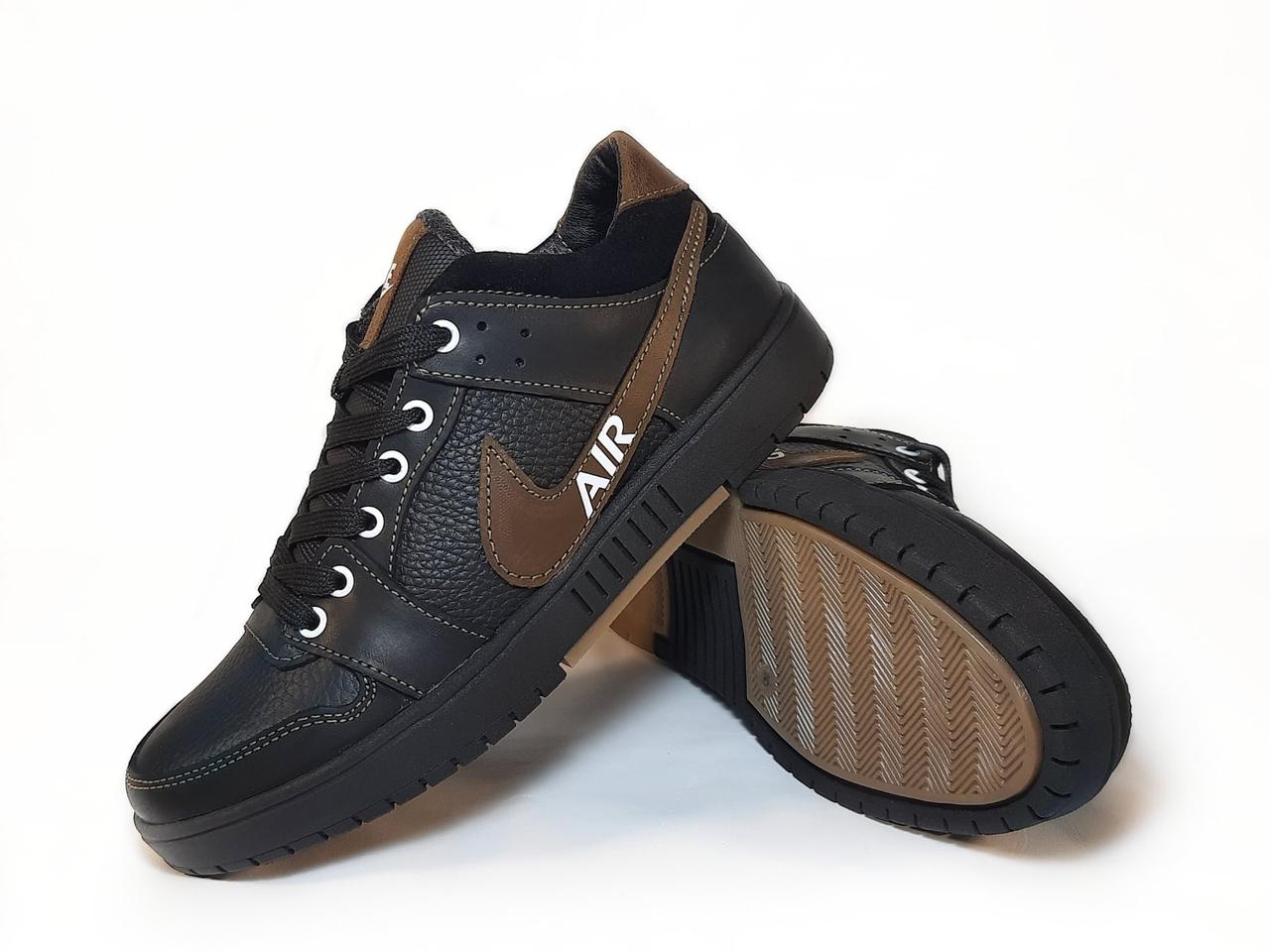 Стильные кроссовки для мальчиков из кожи черно коричневые подростковые ...