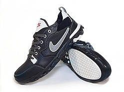 Кросівки з натуральних матеріалів для підлітків хлопчиків чорні сірі розмір 32 33 34 35 36 37 38 39 40