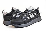 Кросівки для хлопчика підлітка весняні шкіряні дитячі чорно-сірі кеди розмір: 32 33 34 35 36 37 38 39 40, фото 4