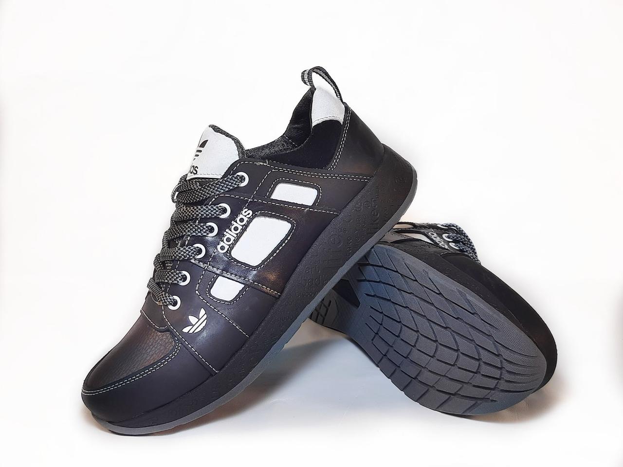 Кросівки для хлопчика дитячі з натуральних матеріалів чорно білі розмір 32 33 34 35 36 37 38 39 40, фото 1