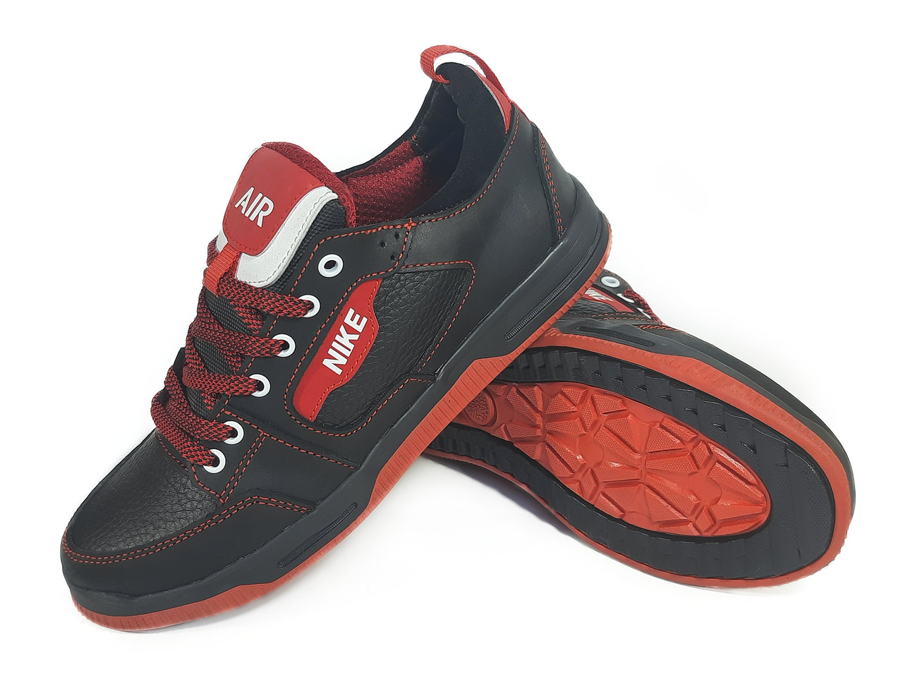 Кеди підліткові для хлопчика кросівки дитячі шкіряні чорно червоні розмір 32 33 34 35 36 37 38 39 40, фото 1