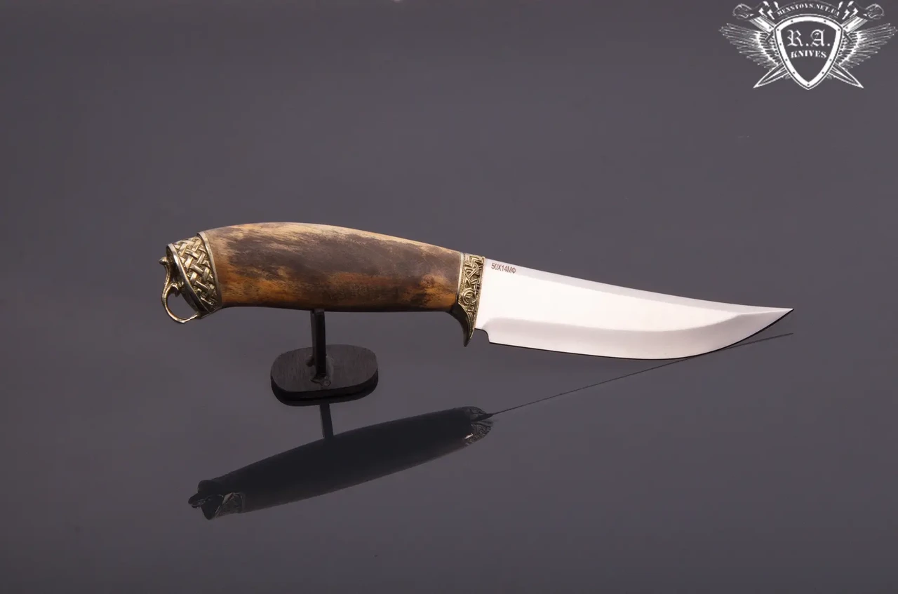 Ніж ручної роботи "Універсал" 135х30х2.3 мм з інструментальної сталі та колодкою з грабу, фото 1