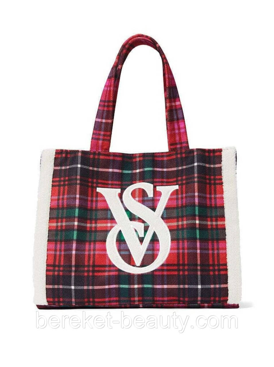 Сумка Victoria's Secret Cozy Plush Fleece Tote Bag Sherpa Bright Tartan