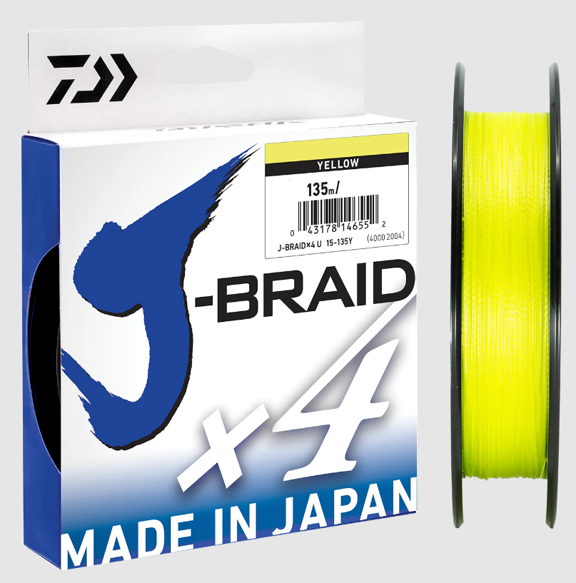 Шнур Daiwa J-Braid x4 Yellow 135м 0.07мм (#0.4) / 2.6кг (кол.: жовтий)