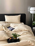 Постільна білизна органічна бавовна жаккард 220_240_450pbobg бежова, фото 2