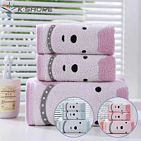 Набір дитячих рушників пудра пес 35x70 (2 шт) 65x130 (1 шт)