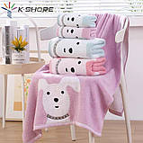 Рушник дитячий пес бавовна соя 70×140 KuNmeng |Блакитний, фото 2