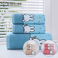 Набір дитячих рушників блакитний зая 35x70-2 шт 80x150-1 шт