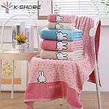 Рушник дитячий зая бавовна соя 65x130 KuNmeng |Кавовий, фото 2