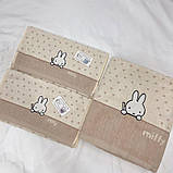 Рушник дитячий зая бавовна соя 65x130 KuNmeng |Кавовий, фото 3