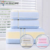 Набір рушників блакитний 35x70 (2 шт) 70x140 (1 шт) | KuNmeng