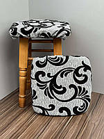 Чохли на табурети 4 штуки (комплект) чорні вензеля на мішковині