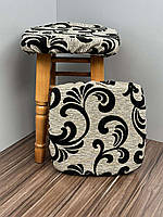 Чохли на табурети 4 штуки (комплект) чорні вензеля на мішковині