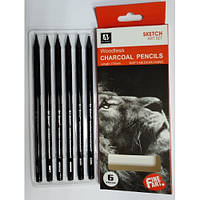 Вугільний олівець WCR06175 Woodless Art Nation 6шт.в наборі - м'який/середній/твердий