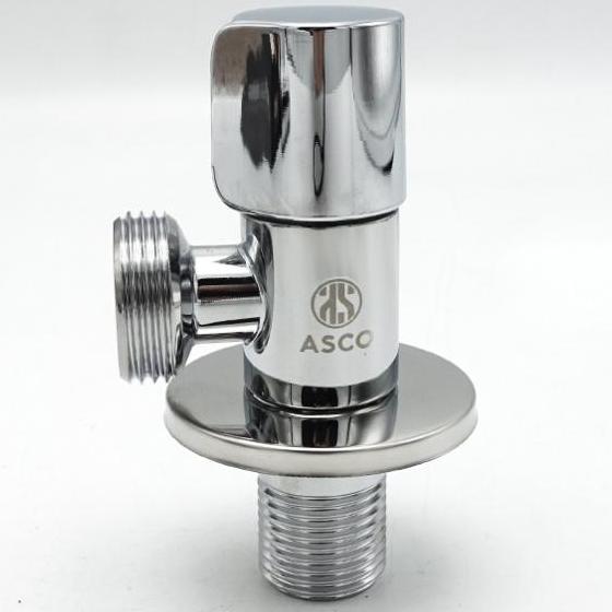 Кран кутовий 1/2"х3/4" нержавіючий. хром ASCO (Туреччина) для пральних та посудомийних машин, фото 1