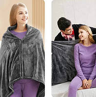 Плед із підігрівом на застібці 150 x 85 см, електрична ковдра від повербанка, плюшевий плед із підігрівом USB GSH