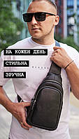 Чоловіча шкіряна сумка-слінг чорна на груди TidinBag TM-83882, фото 10