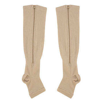 Панчохи компресійні Zip-up Compression Socks, розмір L/XL, Коричневі, гольфи компресійні від варикозу (ST)