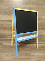 Двосторонній Мольберт дитячий магнітний жовто-блакитний, дошка для малювання, для крейди, маркера і магнітів 3в1, MPK2m.