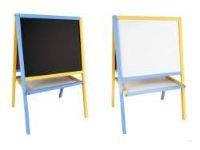 Двосторонній Мольберт дитячий магнітний жовто-блакитний, дошка для малювання, для крейди, маркера і магнітів 3в1.