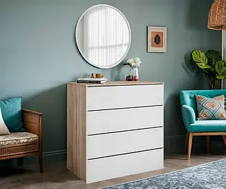 Комод із 4 шухлядами Tobi Sho Damien ТХ-04 для вітальні, спальні, 1000х1015х544 мм Сонома/Білий