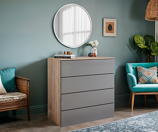 Комод із 4 шухлядами Tobi Sho Damien ТХ-04 для вітальні, спальні, 1000х1015х544 мм Сонома/Антрацит