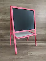 Двосторонній Мольберт дитячий магнітний рожевий, дошка для малювання, для крейди, маркера і магнітів 3в1.