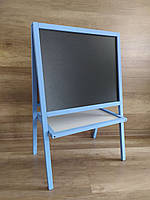 Двосторонній Мольберт дитячий магнітний синій, дошка для малювання, для крейди, маркера і магнітів 3в1.