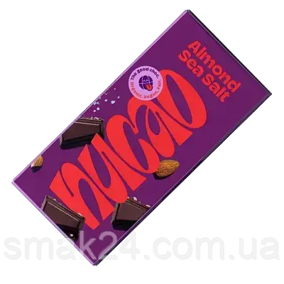 Шоколад чорний із мигдалем і морською сіллю 64% какао Nucao Almond Sea Salt 85 г Німеччина