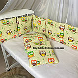 Захист 12 подушок бортики бампер на 4 сторони в дитяче ліжечко 120*60 см на зав'язочках висота 30 см, фото 10