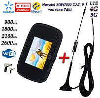 Мобільний модем 4G-LTE+3G Wi-Fi роутер Novatel MiFi 7000 LTE Cat 9 до 450 мб/с (4400mAh)+антена на 7 db магніт