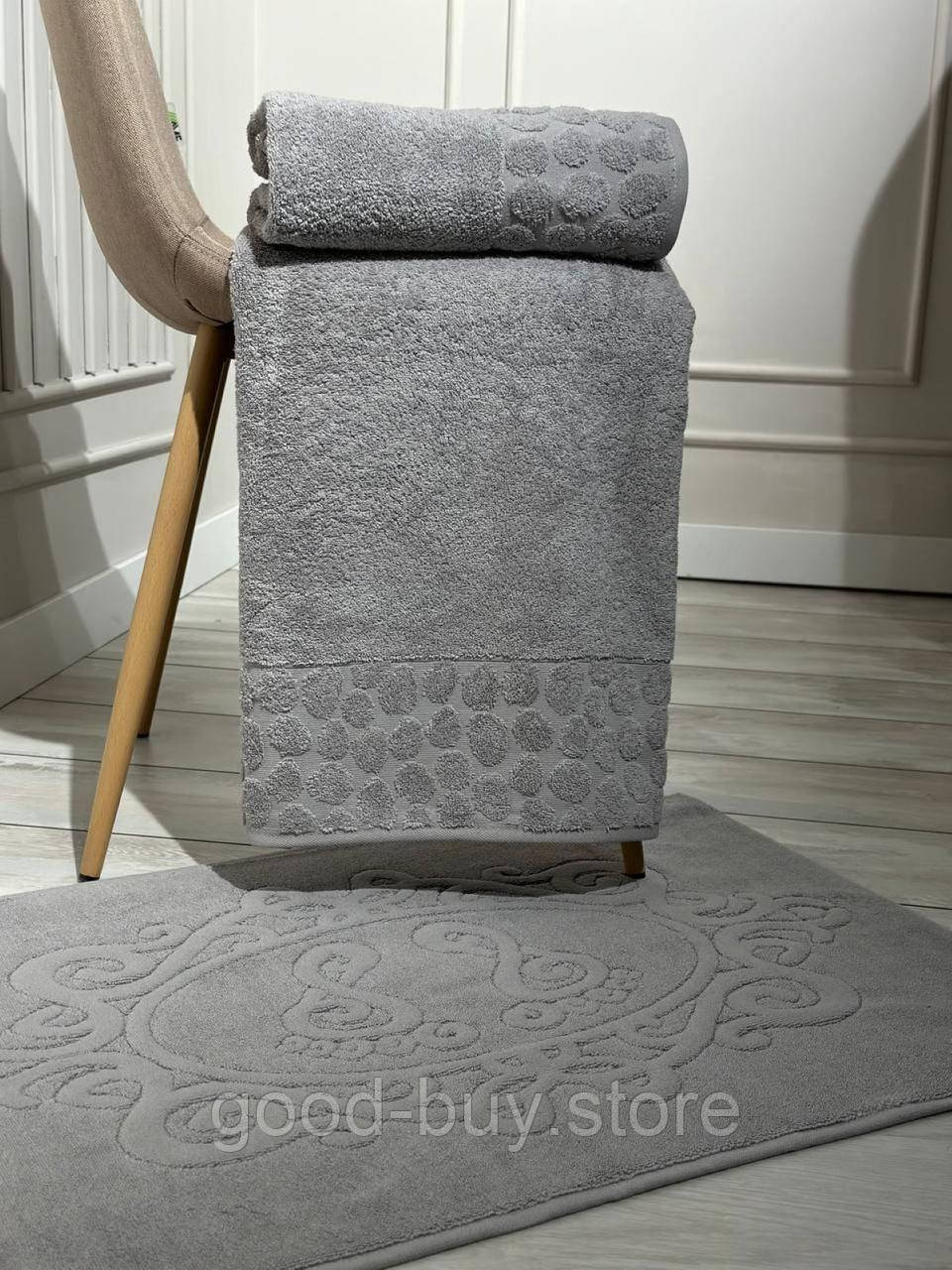 Комплект подарункових рушників Cestepe Lux cotton сірий  3шт. Туреччина