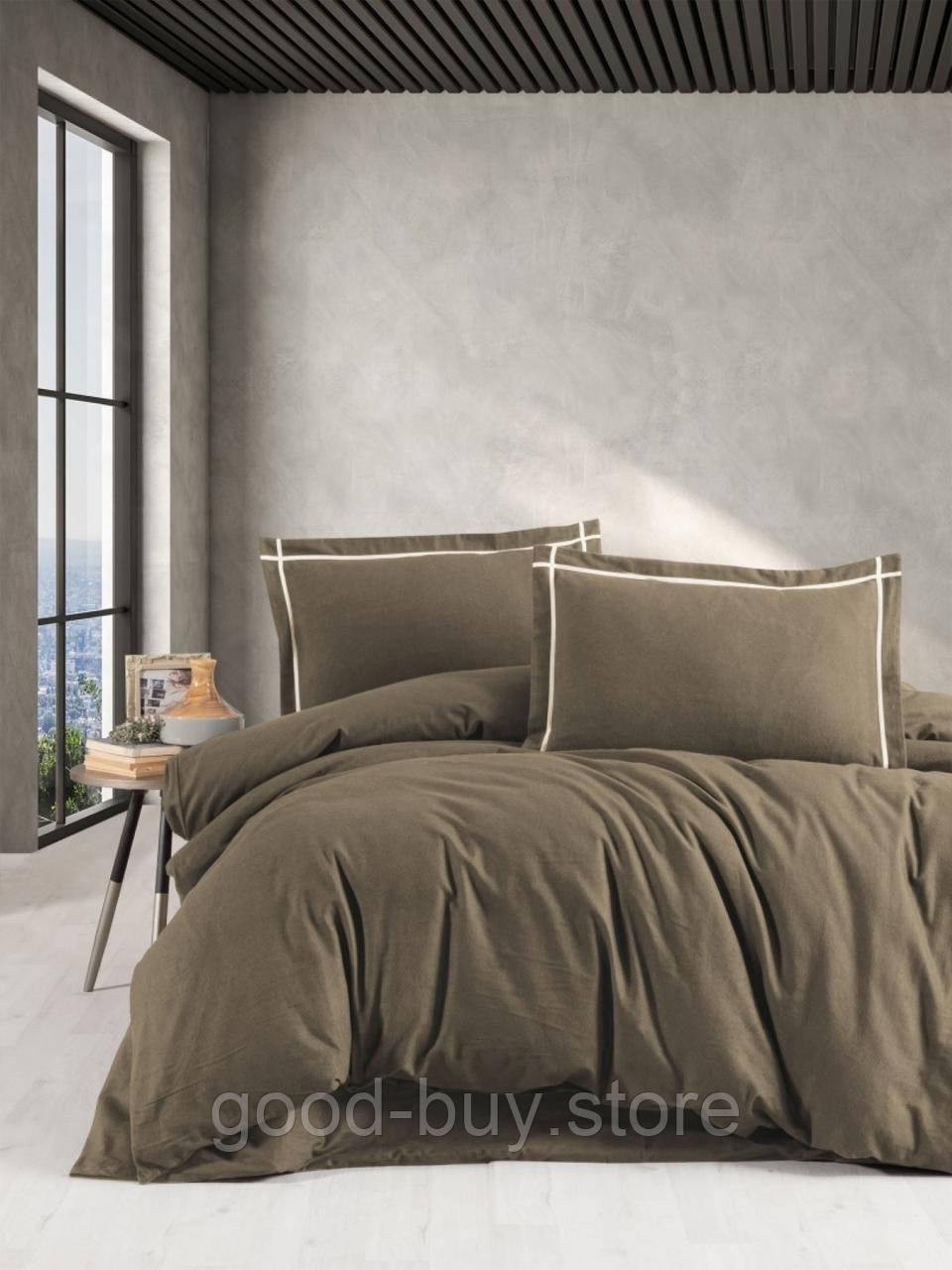 Постільна білизна First Choice фланель Soprano brown полуторна 160х220