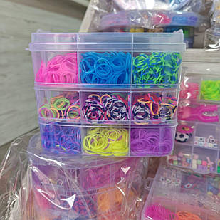 Великий набір гумок для плетіння браслетів Fashion Loom Bands у кейсі на 3 яруси для дітей