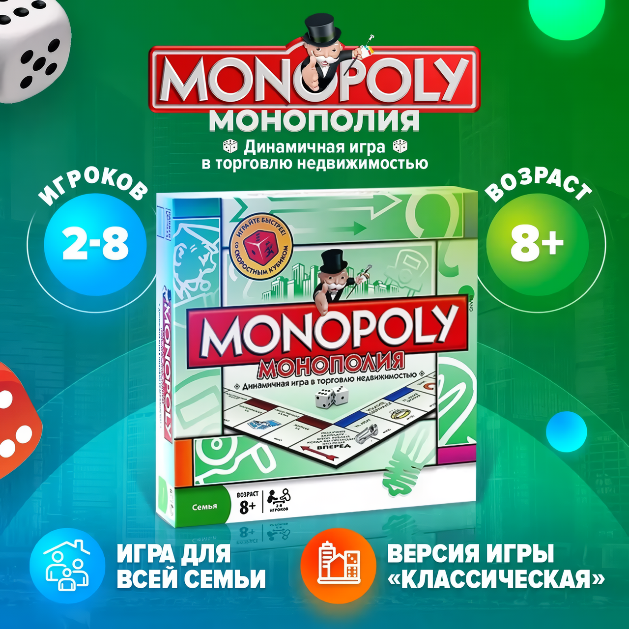 Гра монополія економічна настільна гра для компанії друзів, Monopoly рус