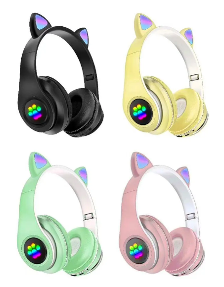 Бездротові дитячі світні навушники котяч вушка, складані Bluetooth з RGB-підсвіткою з лампками