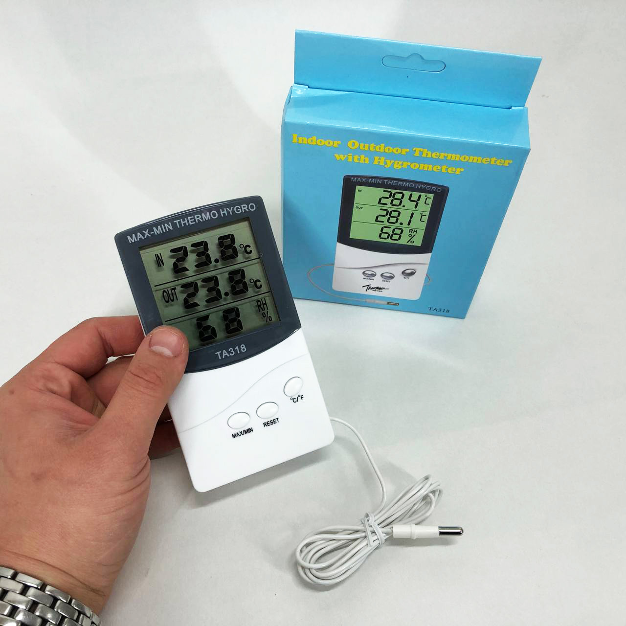 Термометр цифровий для вимірювання повітря TA 318, Термогігрометр з показаннями температури і вологості YQ-20, фото 1